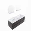 Mondiaz VICA-DLUX ensemble de meuble de salle de bain - 120cm - meuble sous-vasque gris foncé - 4 tiroirs - lavabo encastré cloud double - 2 trous de robinet - version haute de 60cm - glace SW1087580