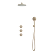 Fortifura Nebbio Ensemble de douche pluie - robinet encastré - élément encastré - coude mural de raccordement - flexible de douche lisse - douchette ronde - bras mural 35cm - pomme de tête 30cm - laiton brossé PVD (or) SW1237505