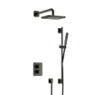 Hotbath Gal IBS40A Ensemble de douche - encastré - douche principale carrée de 22 cm - bras mural de 35 cm - douchette à main - avec barre de douche - gunmetal brossé PVD SW656184