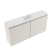 MONDIAZ TURE-DLUX Meuble toilette - 100cm - Linen - EDEN - vasque Opalo - position centrale - 1 trou de robinet SW1104406