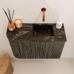 Mondiaz JOYA-DLUX 61.6cm toiletmeubel - ronding links kleur Shadow - Wastafel FAYE positie Rechts Zonder kraangat kleur Lava. SW1422859