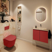 MONDIAZ TURE-DLUX Meuble toilette - 60cm - Fire - EDEN - vasque Frappe - position droite - sans trou de robinet SW1102757