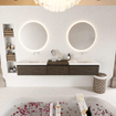 MONDIAZ BUKLA 220cm ensemble de meuble avec module 60 couleur Marron foncé avec 3 tiroirs. Lavabo CLOUD double 0 trou de robinet couleur Talc. SW1382198