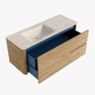 Mondiaz CIRO-DLUX Ensemble de meubles de salle de bains - 120x45x50cm - vasque en solid surface Meli - 1 lavabo à gauche - sans trous de robinet - 2 tiroirs - Chêne SW1531402