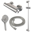 Brauer Brushed Edition Douchekraan opbouw - glijstang - 1 functie - 2 gladde knoppen - handdouche rond 3 standen - PVD - geborsteld - RVS SW1164643