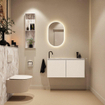 MONDIAZ TURE-DLUX Meuble de toilettes 100cm Talc. EDEN lavabo Glace position gauche. Avec 1 trou de robinet. SW1103095