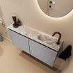 MONDIAZ TURE-DLUX Meuble WC 100 cm Plata. Lavabo EDEN Glace position droite. Avec 1 trou de robinet. SW1103460
