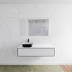 Mondiaz Lagom Meuble salle de bains 130x30.9x45cm Solid Surface Urban 2 tiroirs avec lavabo BINX vasque à poser Gauche 1 trou de robinet SW409257