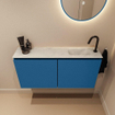 MONDIAZ TURE-DLUX Meuble toilette - 100cm - Jeans - EDEN - vasque Opalo - position droite - 1 trou de robinet SW1104344