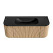 MONDIAZ KURVE 120cm Meuble salle de bain avec module 25 G et D - couleur Oak - 1 tiroir - 2 portes - vasque BIG SMALL centre - 1 trou de robinet - Urban SW1138349