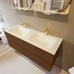 Mondiaz VICA-DLUX ensemble de meuble de salle de bain - 130cm - meuble sous-vasque repos - 4 tiroirs - lavabo encastré cloud double - 2 trous de robinet - miroir modèle spot - version XL 60cm haut - opalo SW1098987