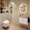 MONDIAZ TURE-DLUX Meuble de toilettes 60cm Rosee. EDEN lavabo Opalo position milieu. Sans trou de robinet. SW1104489
