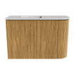 Mondiaz JOYA-DLUX 61.6cm toiletmeubel - ronding rechts kleur Oak - Wastafel FAYE positie Links 1 kraangat kleur Opalo. SW1422174