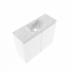 MONDIAZ TURE-DLUX Meuble toilette - 60cm - Talc - EDEN - vasque Opalo - position centrale - 1 trou de robinet SW1104119