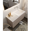 ENSEMBLE DE MEUBLE MONDIAZ VICA - 100cm - 2 tiroirs - lavabo Cloud à droite - 0 trous de robinet - solid surface smoke SW411381