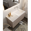 Mondiaz VICA ensemble de meuble de salle de bain - 100cm - meuble sous-vasque fumée - 2 tiroirs - lavabo nuage droite - sans trou de robinet version XL 60cm de haut SW1089782