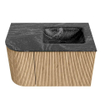 MONDIAZ KURVE-DLUX 75cm Meuble salle de bain avec module 25 G - couleur Oak - 1 tiroir - 1 porte - vasque GRUNNE droite - sans trou de robinet - couleur Lava SW1138100