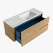 Mondiaz CIRO-DLUX Ensemble de meubles de salle de bains - 120x45x50cm - lavabo solid surface Opalo - 1 vasque à droite - sans trous de robinet - 2 tiroirs - Chêne SW1531002