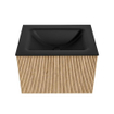 MONDIAZ KURVE 60cm Meuble salle de bain - couleur Oak - 1 tiroir - vasque CLOUD centre - sans trous de robinet - Urban SW1138379