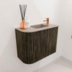 Mondiaz JOYA-DLUX Meuble de salle de bains 51,6cm - arrondi gauche couleur Shadow - Lavabo FAYE position Droite 1 trou de robinet couleur Saba. SW1425138