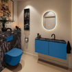 MONDIAZ TURE-DLUX Meuble toilette - 100cm - Jeans - EDEN - vasque Lava - position centrale - 1 trou de robinet SW1103843