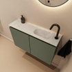 MONDIAZ TURE-DLUX Meuble WC 80 cm Army. Lavabo EDEN Opalo position droite. Avec 1 trou de robinet. SW1104226