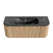 MONDIAZ KURVE-DLUX 120cm Meuble salle de bain avec module 25 G et D - couleur Oak - 1 tiroir - 2 portes - vasque BIG SMALL centre - sans trou de robinet - couleur Lava SW1138122