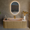 MONDIAZ KURVE-DLUX Meuble de salle de bains 130cm arrondi gauche + droite couleur Dusk avec 1 tiroir et 2 portes. Lavabo BIG SMALL central 1 trou de robinet Saba. SW1433343
