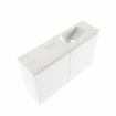 MONDIAZ TURE-DLUX Meuble WC 80 cm Talc. EDEN lavabo Ostra position droite. Sans trou de robinet. SW1104643