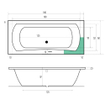 Xenz Robijn Duobad - 180x80x48 - afvoer Midden - acryl - antraciet SW378304