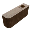 Mondiaz JOYA-DLUX 91.6cm meuble de salle de bains - arrondi gauche couleur Walnut - Vasque FAYE position Droite 1 trou de robinet couleur Saba. SW1424667