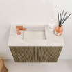 Mondiaz JOYA-DLUX 50cm toiletmeubel - kleur Dusk - Wastafel FAYE positie Links 1 kraangat kleur Ostra. SW1426225