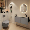 MONDIAZ TURE-DLUX Meuble toilette - 100cm - Smoke - EDEN - vasque Opalo - position droite - 1 trou de robinet SW1126212