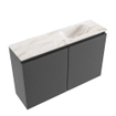 MONDIAZ TURE-DLUX Meuble WC 80 cm Dark Grey. Lavabo EDEN Frappe position droite. Avec 1 trou de robinet. SW1102737