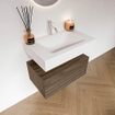 MONDIAZ ALAN Ensemble de meuble - 70cm - meuble sous lavabo Mocha - 1 tiroir - lavabo suspendu CLOUD - milieu - 1 trou de robinet - Talc SW1197903