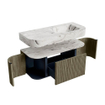 MONDIAZ THOR-DLUX Meuble de salle de bains - 110cm - arrondi gauche + droite - couleur Shadow - 1 tiroir et 2 portes - Vasque suspendue CLOUD droite sans trou de robinet - couleur Glace SW1462886