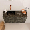 Mondiaz JOYA-DLUX 70cm toiletmeubel - kleur Shadow - Wastafel FAYE positie Links Zonder kraangat kleur Lava. SW1422814