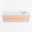 Mondiaz VICA ensemble de meuble de salle de bain - 150cm - meuble sous-vasque rosee - 2 tiroirs - lavabo cloud droite - 1 trou de robinet - version haute de 60cm - talc SW1083508