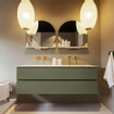 MONDIAZ VICA-DLUX Ensemble meuble de salle de bains - 150cm - sous-meuble army - 2 tiroirs - lavabo encastré cloud double - sans trous de robinet - version haute 60cm - frape SW1088748