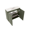 MONDIAZ TURE-DLUX Meuble toilette - 60cm - Army - EDEN - vasque Frappe - position centrale - sans trou de robinet SW1102646