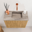 Mondiaz JOYA-DLUX 50cm toiletmeubel - kleur Oak - Wastafel FAYE positie Rechts Zonder kraangat kleur Oza. SW1424097