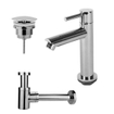 FortiFura Calvi Pack Lave-mains - 1 trou de robinet - droite - robinet Noir mat - Blanc SW968218