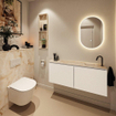 MONDIAZ TURE-DLUX Meuble toilette - 120cm - Talc - EDEN - vasque Frappe - position droite - 1 trou de robinet SW1102607