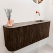 Mondiaz JOYA-DLUX Meuble de toilette 101,6cm - arrondi gauche couleur Noyer - Vasque FAYE position Droite Sans trou de robinet couleur Oza SW1424607