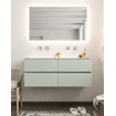 Mondiaz VICA ensemble de meuble de salle de bain - 120cm - meuble sous-vasque gris - 4 tiroirs - lavabo cloud double - sans trou de robinet - miroir LED - version XL 60cm de haut SW1098169