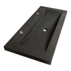 BRAUER Magma wastafel 100x46x5cm - 1 wasbak - 2 kraangaten - natuursteen - basalt antraciet SW10778