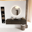 MONDIAZ BUKLA 160cm ensemble de meuble avec module 40 couleur Marron Foncé avec 3 tiroirs. Lavabo CLOUD milieu 1 trou de robinet couleur Urban. SW1382321