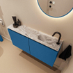 MONDIAZ TURE-DLUX Meuble WC 100 cm Jeans. Lavabo EDEN Glace position droite. Avec 1 trou de robinet. SW1103329