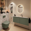 MONDIAZ TURE-DLUX Meuble toilette - 120cm - Army - EDEN - vasque Glace - position centrale - 1 trou de robinet SW1105187