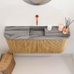 Mondiaz JOYA-DLUX 93.2cm toiletmeubel - ronding links en rechts kleur Oak - Wastafel FAYE positie Midden Zonder kraangat kleur Sombra. SW1424298